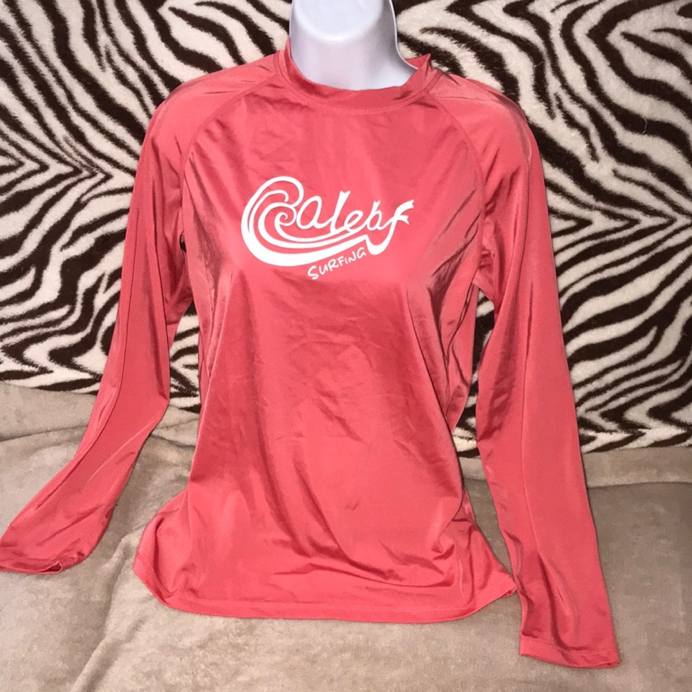 Baleaf medium orange and white swim / surf long sleeved top💕